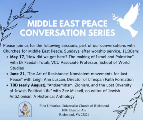 middle east peace conversation flyer